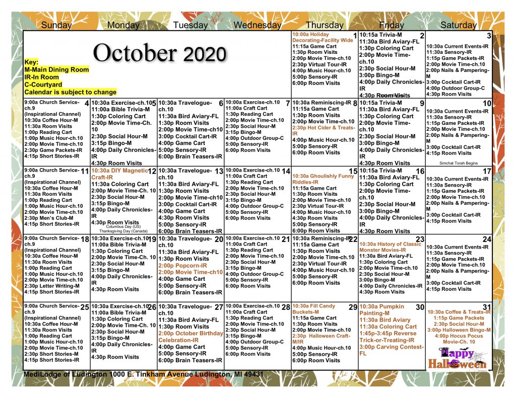 October 2020 activities